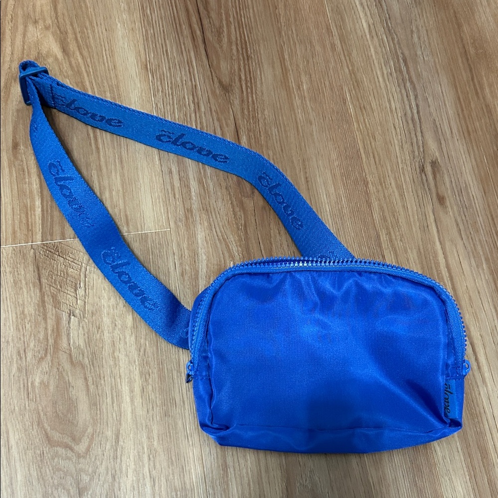Blue Crossbody Bag with Branded Strap
